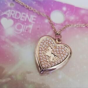 Ardene Girl Unicorn Heart Locket Necklace NWT